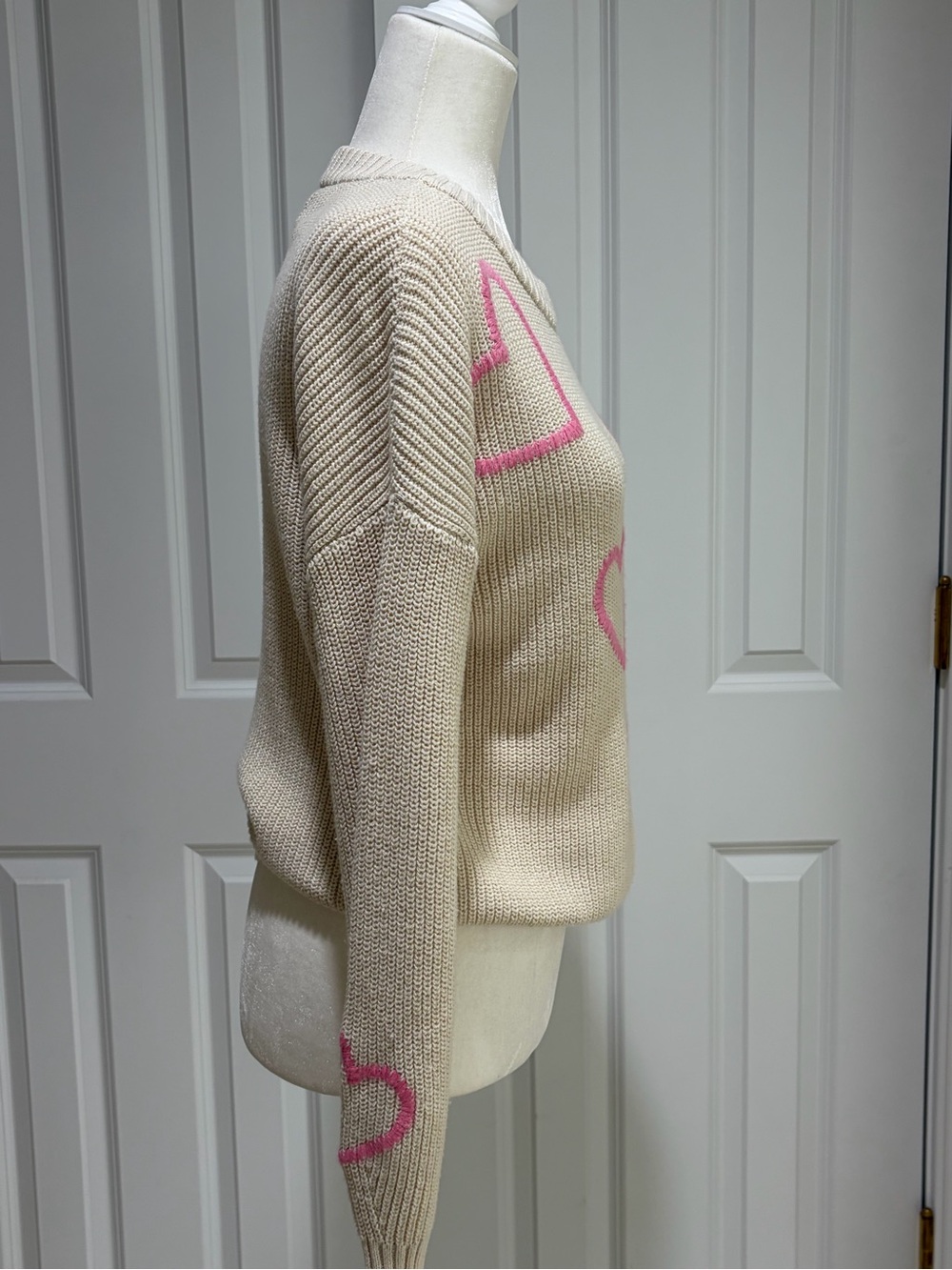 Cynthia Rowley Cream/Pink Sweater Size S - Picture 3 of 10